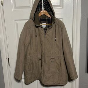 🔥🔥‎ CROFT & BARROW Thick Lined Suede Like Hooded Coat Jacket - Sz XL - EUC